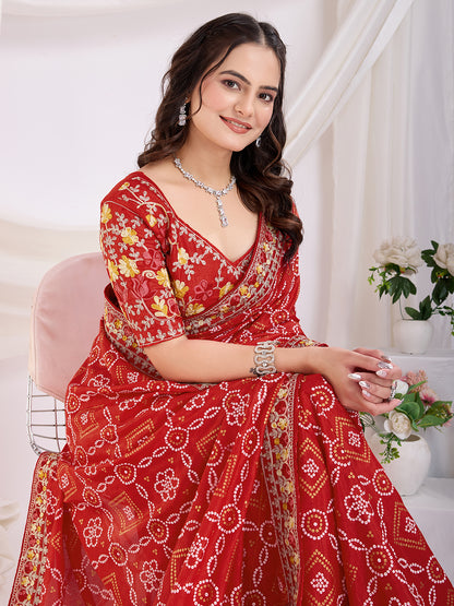 Maroon color vichitra silk saree with dupatta online
