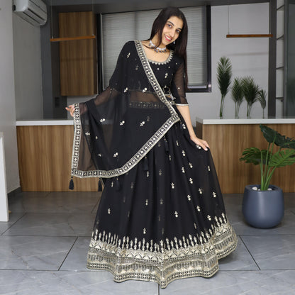 Black georgette lehenga choli design
