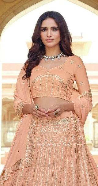 Simple georgette lehenga choli peach color