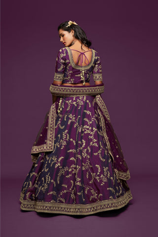 Dark purple Lehenga combination