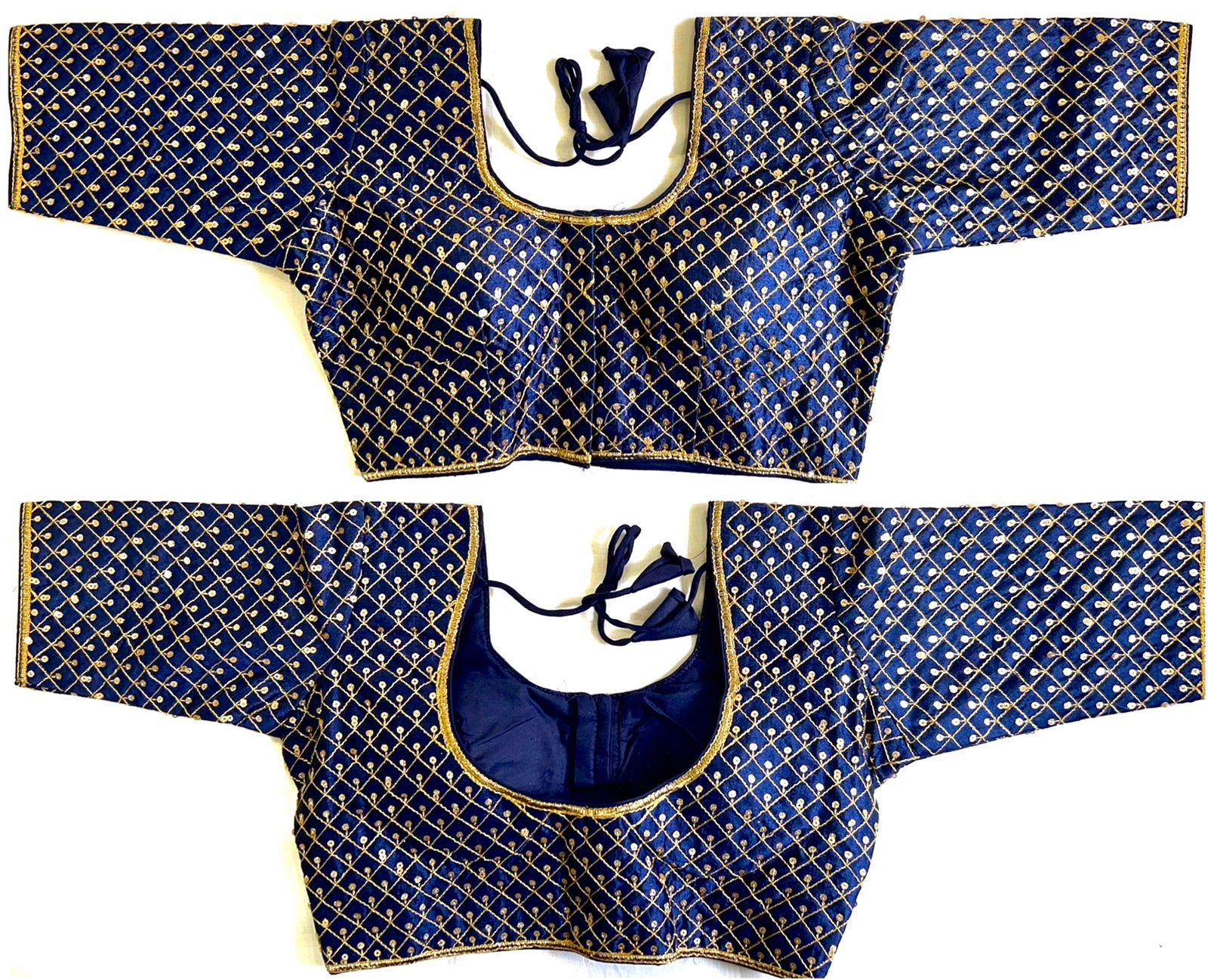 Navy Blue color silk sequins work blouse price