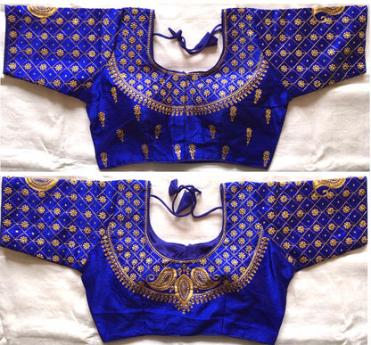 Blue color readymade silk hand work lehenga blouse 