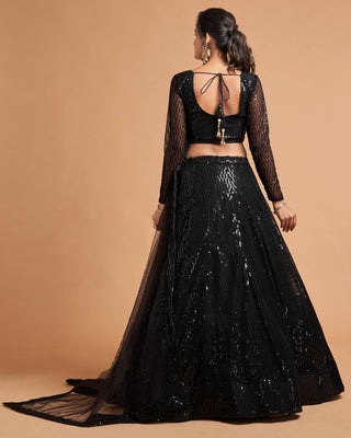 Modern wedding lehenga choli in black color simple