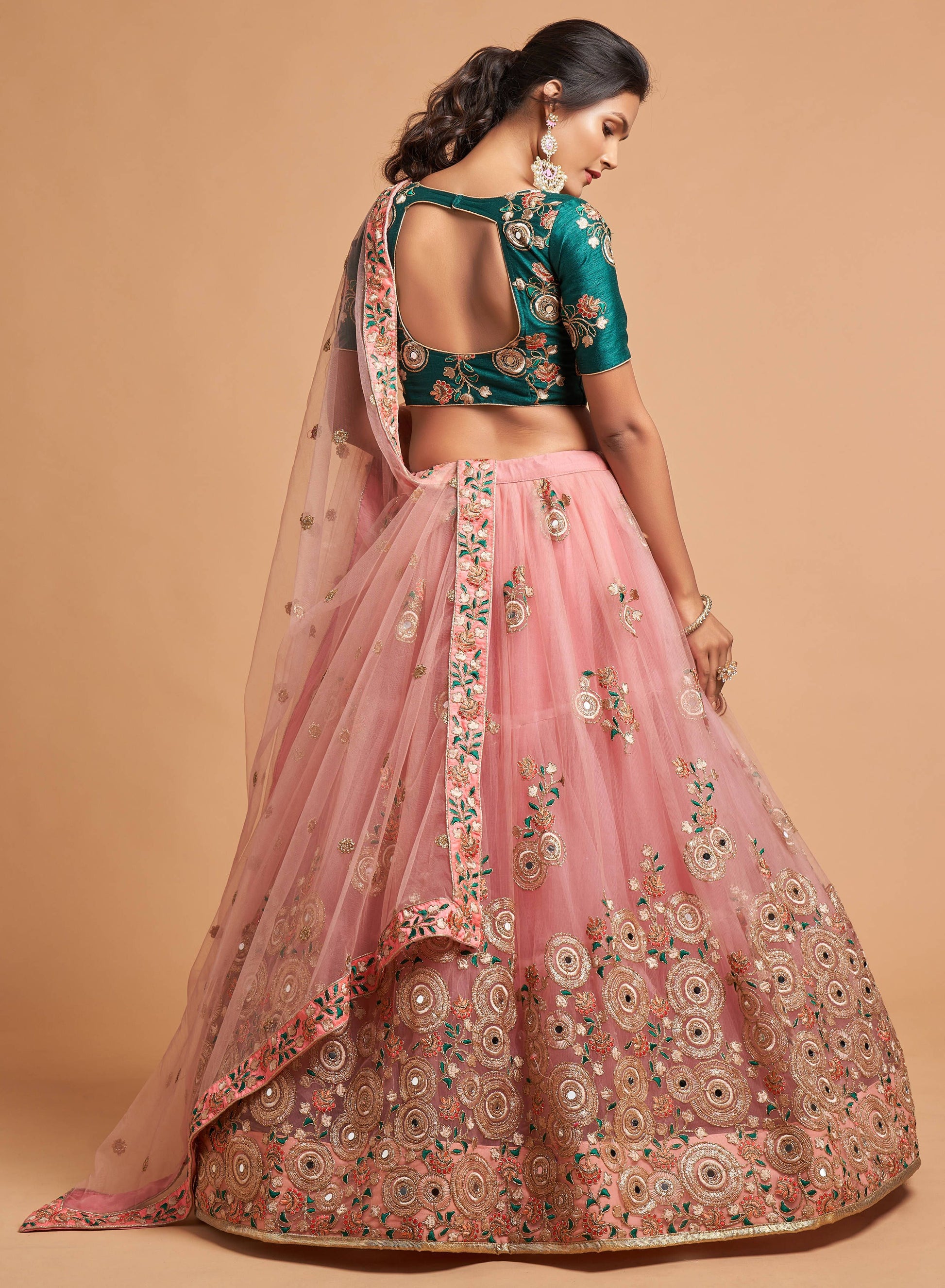 Peach color heavy lehenga choli for wedding
