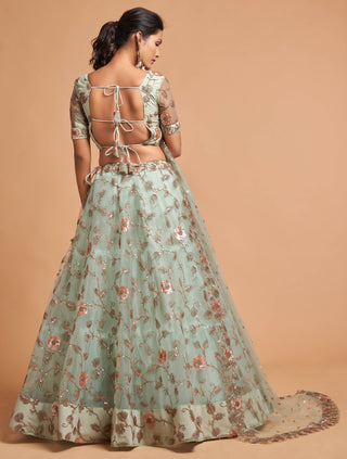 Sky blue lehenga combination With groom