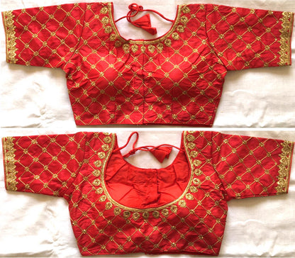 Red color fentam silk readymade blouse online