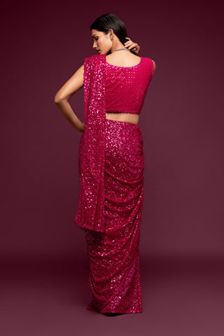 Pink Sequins Work Sarees Online for Women in USA