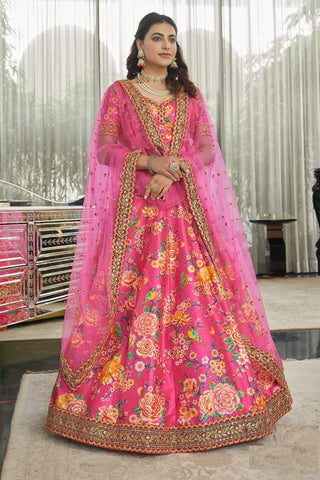 Pink silk lehenga choli