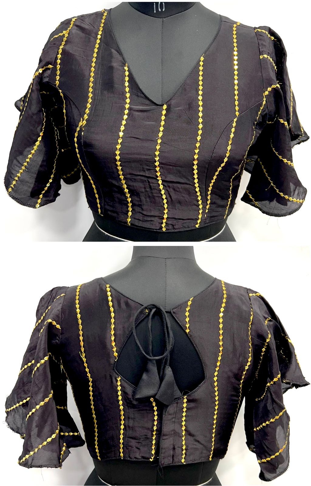 Black color silk sequins work readymade blouse 