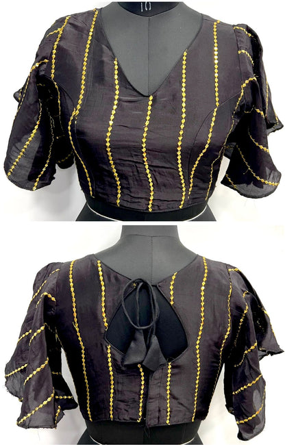 Black color silk sequins work readymade blouse 