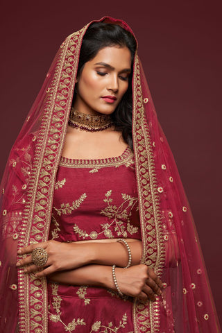 Maroon Lehenga with Matching dupatta