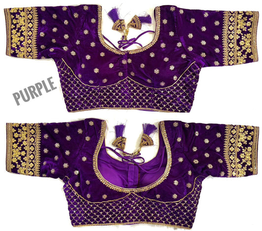 Purple Velvet Blouse with saree
