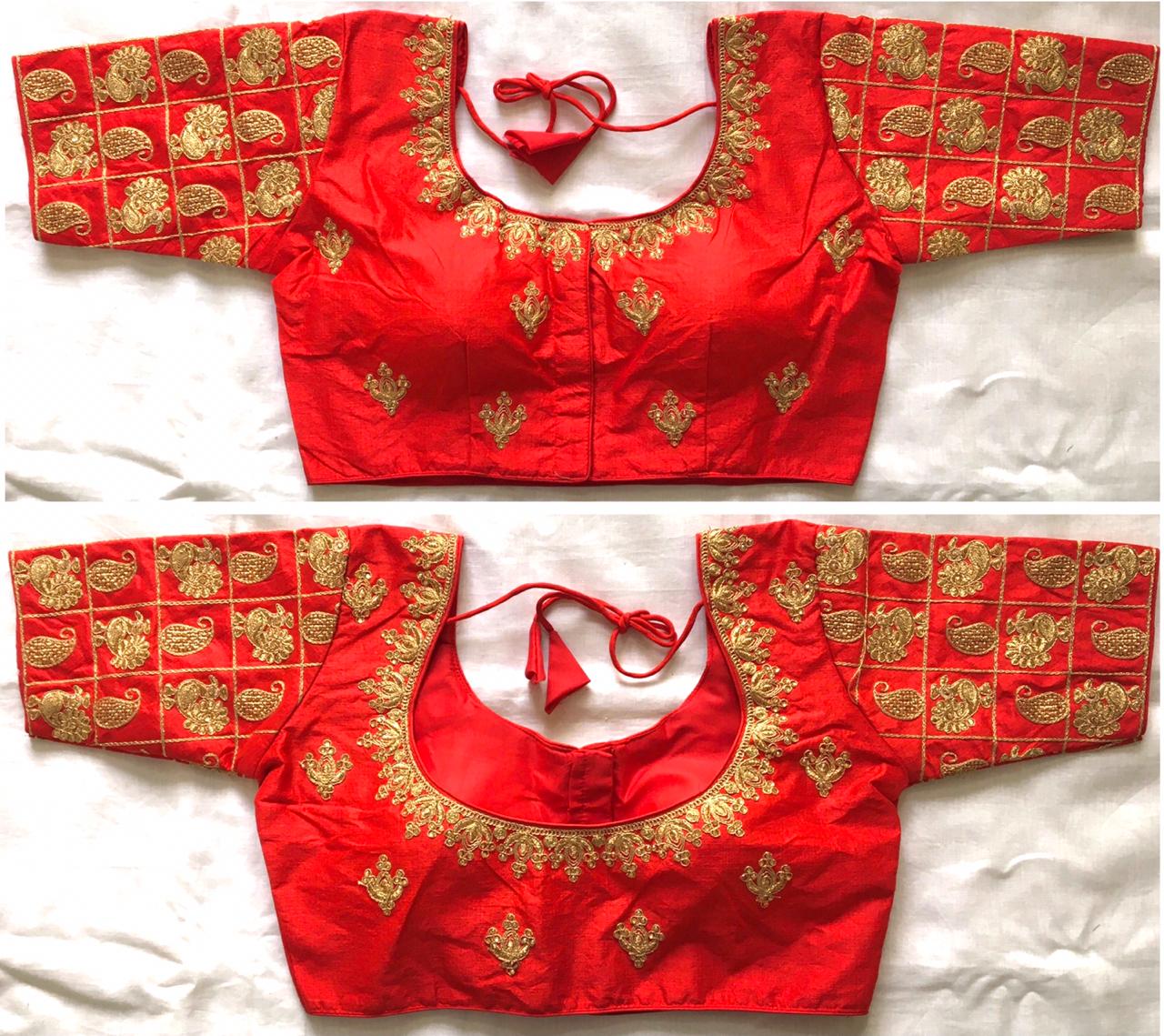 Red color phantom silk blouse price 
