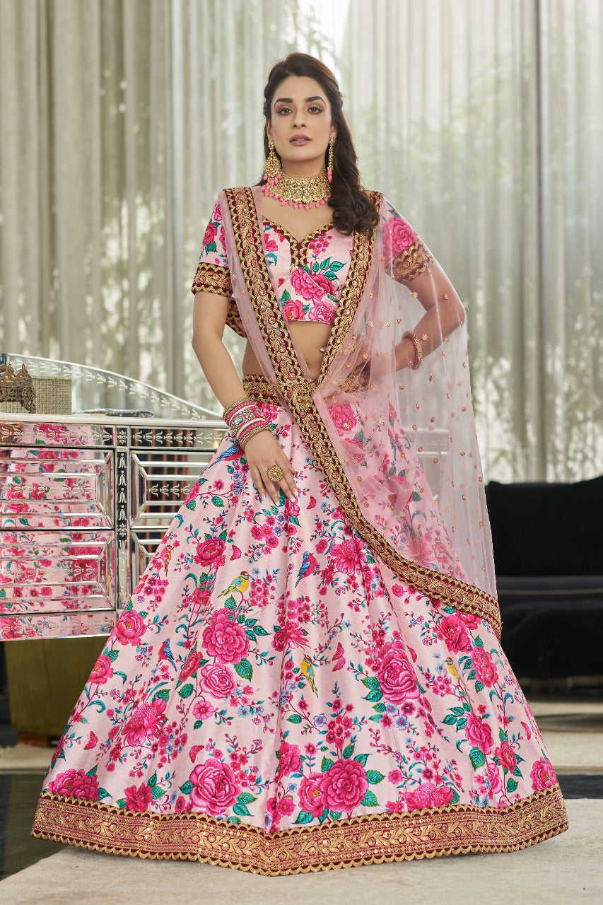 Light pink silk lehenga with price