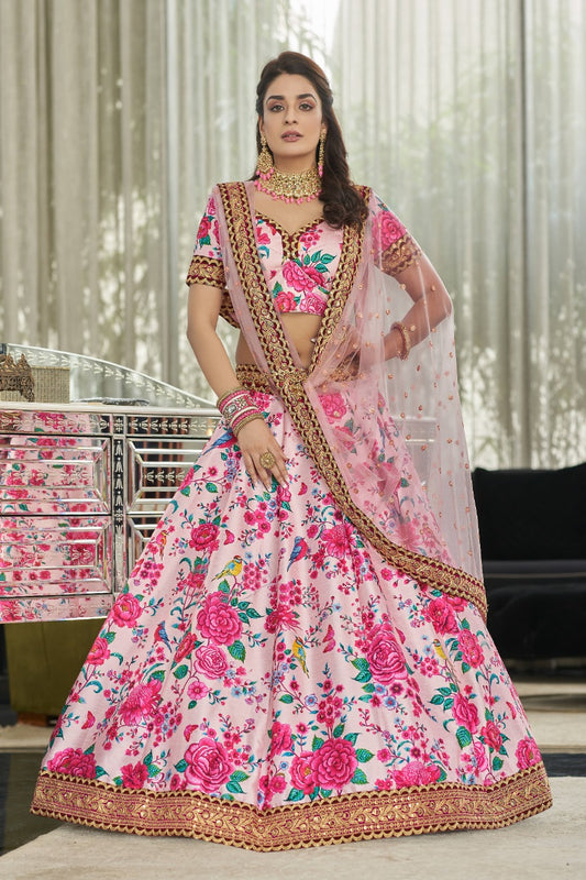 Light pink silk lehenga with price