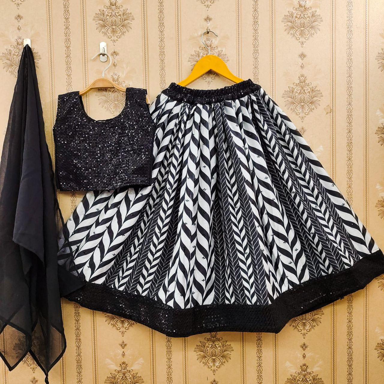 Black georgette small girls lehenga choli saree for girls price
