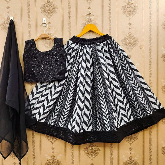 Black georgette small girls lehenga choli saree for girls price

