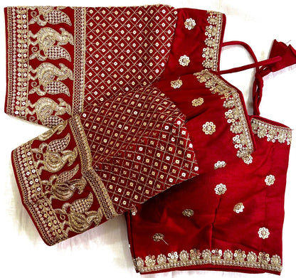 Red color sequence work blouse