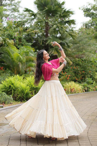 Pink color full flair lehenga