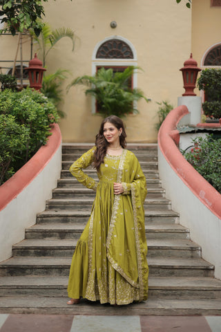  Parrot color sharara suit with dupatta set