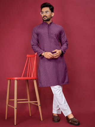 Designer Lucknowi Sequins Kurta Men's Wedding Kurtas Pajama