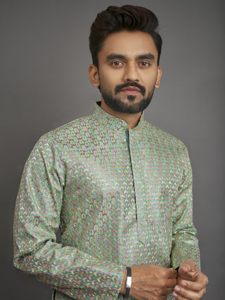 Multicoloured Thread Embroidery Kurta For Men's