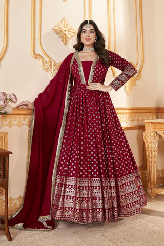 Red color georgette gown price in india