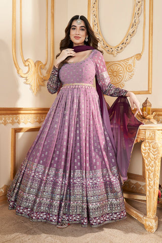 Pink georgette gown for wedding