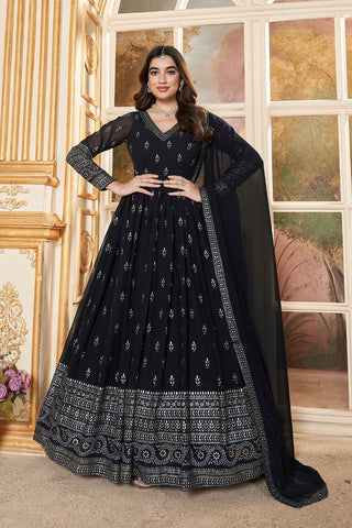 Navy blue gown for women wedding