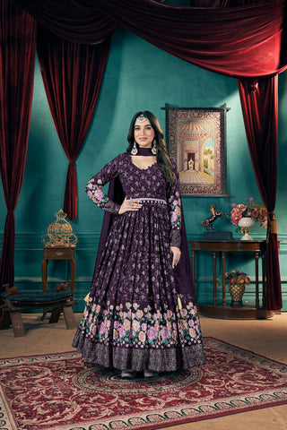 Maxi faux georgette gown purple color