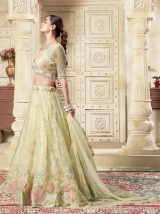 Yellow premium net lehenga choli for women online shopping
