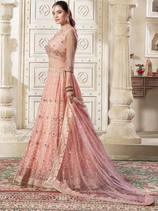 Peach premium net lehenga choli for women 