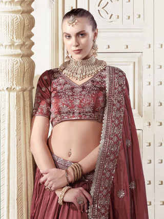 Brown color trendy lehenga choli for wedding wear