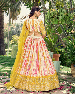 Yellow Haldi Ceremony Bridal Wear Lehenga Choli For Women