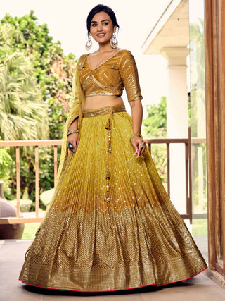 Yellow Indian Ethnic Wear Lehenga Choli For Women