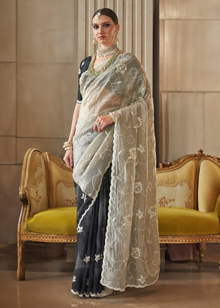 Black color tissue saree for women with price
