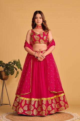 georgette Pink lehenga reception design