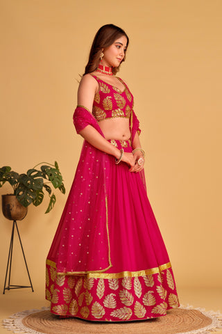 pink bridal lehenga with double dupatta