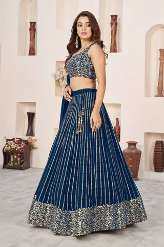 Dark blue color lehenga choli for women price
