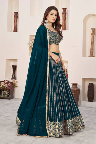 Teal color lehenga choli for wedding
