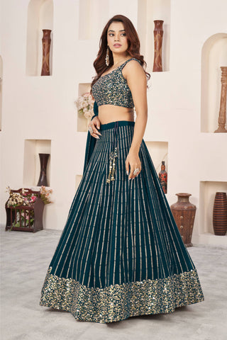 Teal color lehenga choli for wedding online
