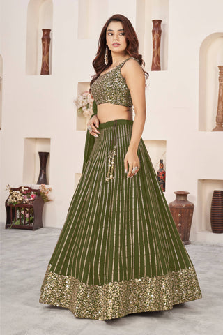 mehendi color lehenga choli for wedding
