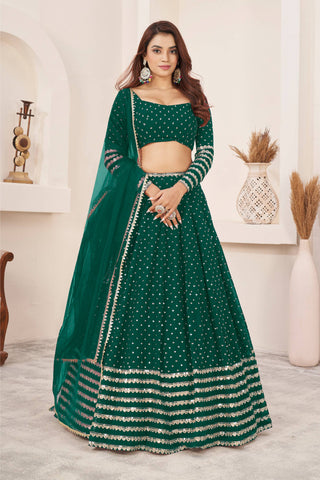 Dark green lehenga choli for wedding
