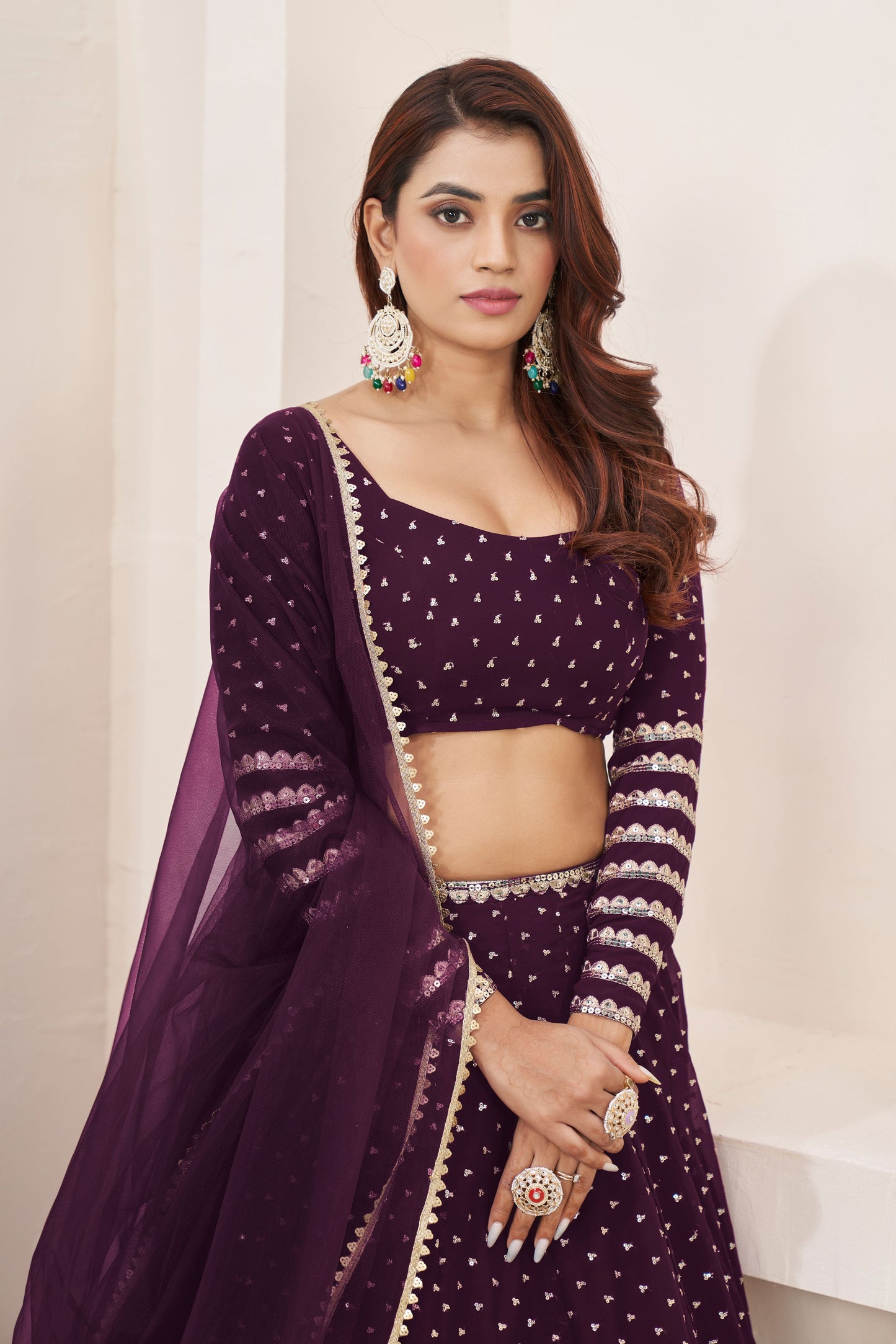 wine colour lehenga bridal