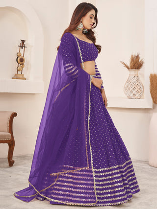 Simple purple lehenga choli for wedding
