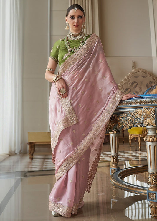 Pink color tissue saree for women price
