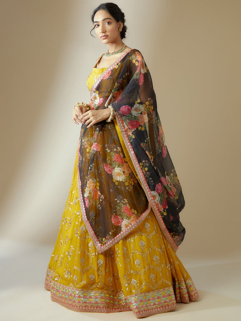 Wedding wear georgette ghagra choli with dupatta
