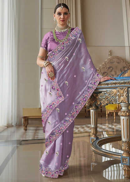 Purple Tissue Saree with Blouse
