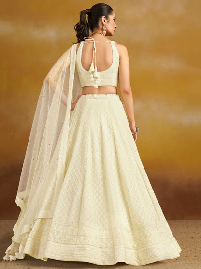 White color georgette lehenga choli with dupatta price
