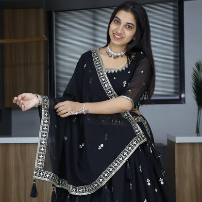Black georgette lehenga choli for wedding
